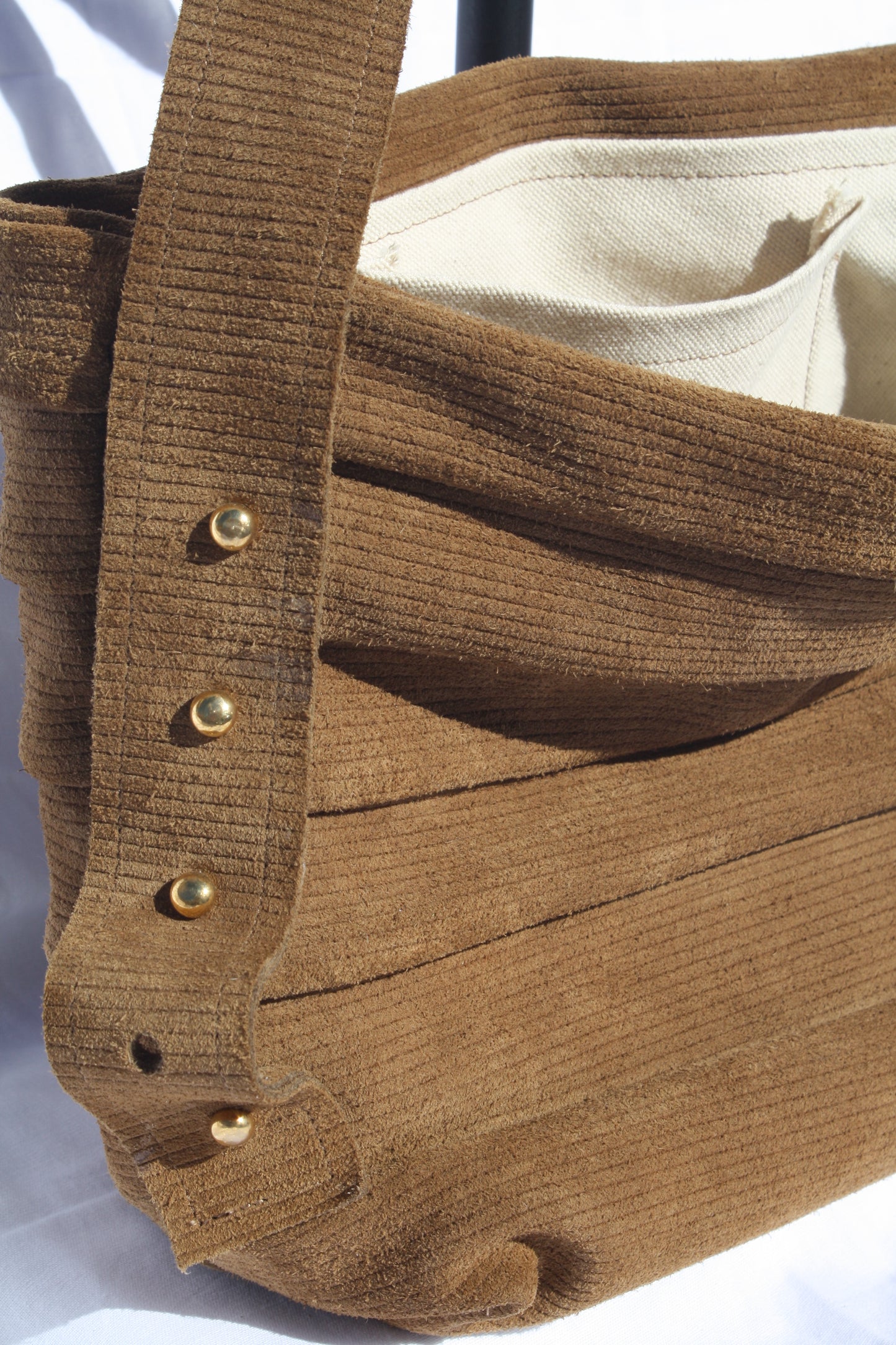 Ribbed Suede Pleated Bucket Bag - Sample 2