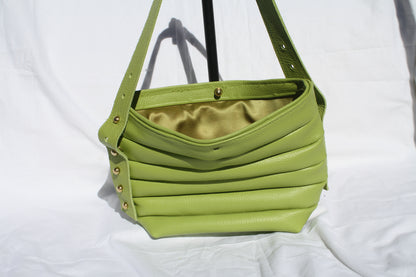 Italian Pebble Grain Pleated Leather Bucket Bag - Sample 2