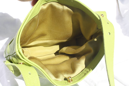 Italian Pebble Grain Pleated Leather Bucket Bag - Sample 2