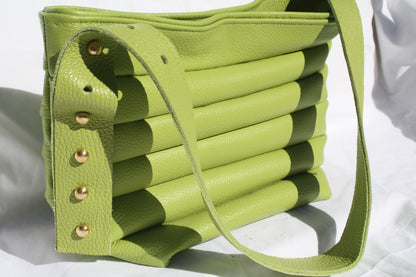 Italian Pebble Grain Pleated Leather Bucket Bag - Sample 2