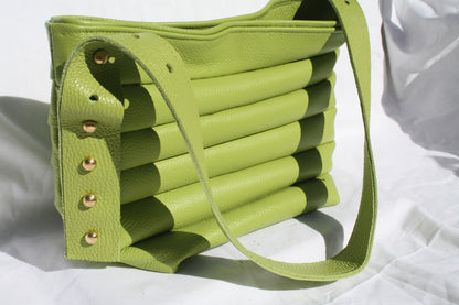 Italian Pebble Grain Pleated Leather Bucket Bag - Sample 2