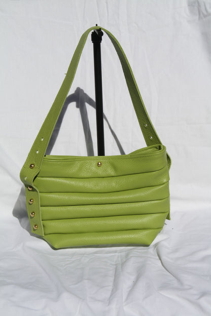 Italian Pebble Grain Pleated Leather Bucket Bag - Sample 2
