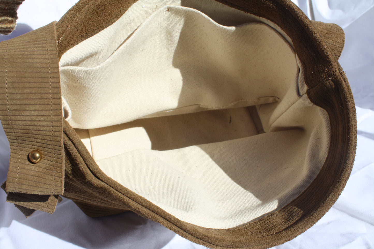 Ribbed Suede Pleated Bucket Bag - Sample 3
