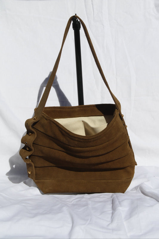 Ribbed Suede Pleated Bucket Bag - Sample 3