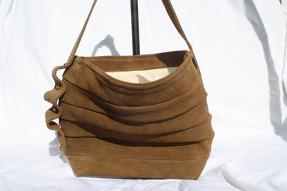 Ribbed Suede Pleated Bucket Bag - Sample 3
