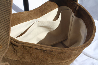 Ribbed Suede Pleated Bucket Bag - Sample 3