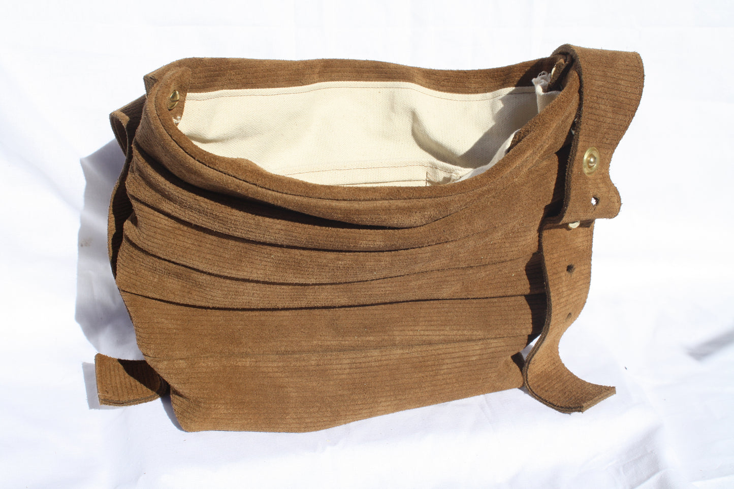 Ribbed Suede Pleated Bucket Bag - Sample 1