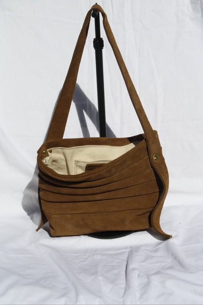 Ribbed Suede Pleated Bucket Bag - Sample 1