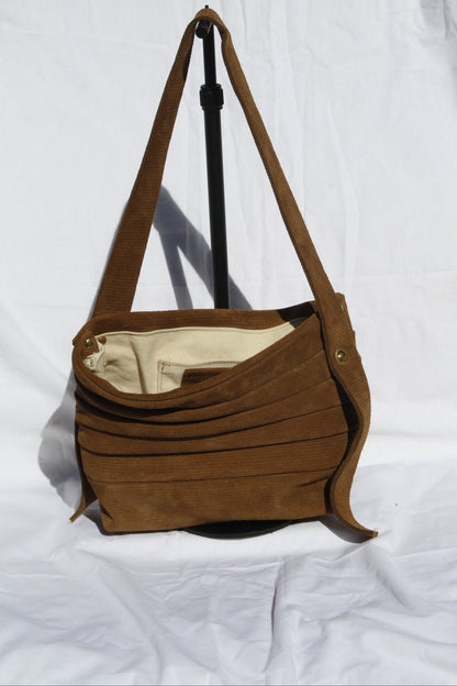 Ribbed Suede Pleated Bucket Bag - Sample 1