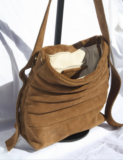 Ribbed Suede Pleated Bucket Bag - Sample 1