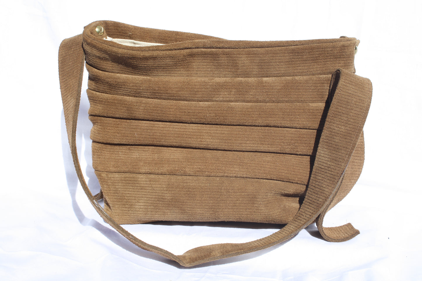 Ribbed Suede Pleated Bucket Bag - Sample 1