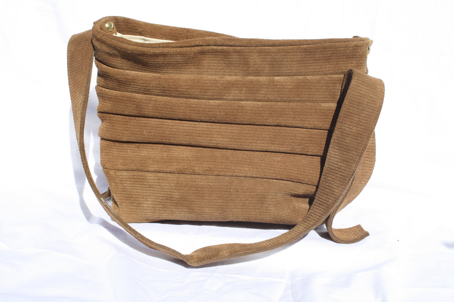 Ribbed Suede Pleated Bucket Bag - Sample 1