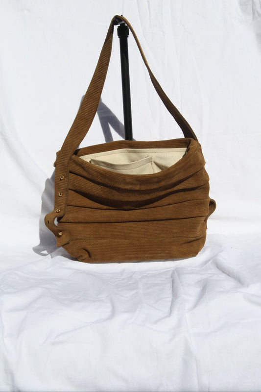 Ribbed Suede Pleated Bucket Bag - Sample 2