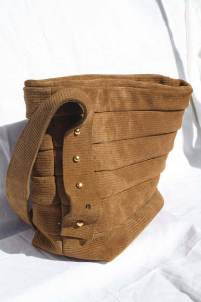 Ribbed Suede Pleated Bucket Bag - Sample 2