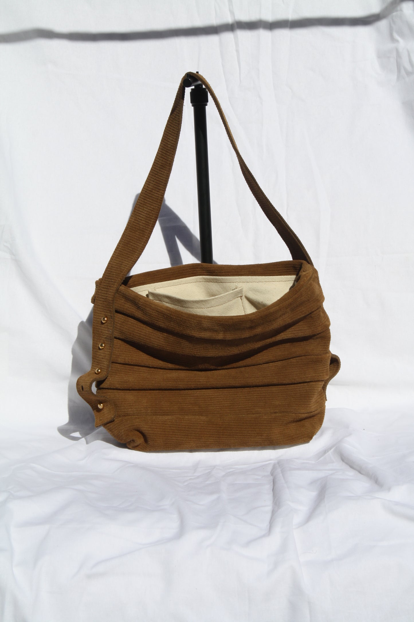 Ribbed Suede Pleated Bucket Bag - Sample 2