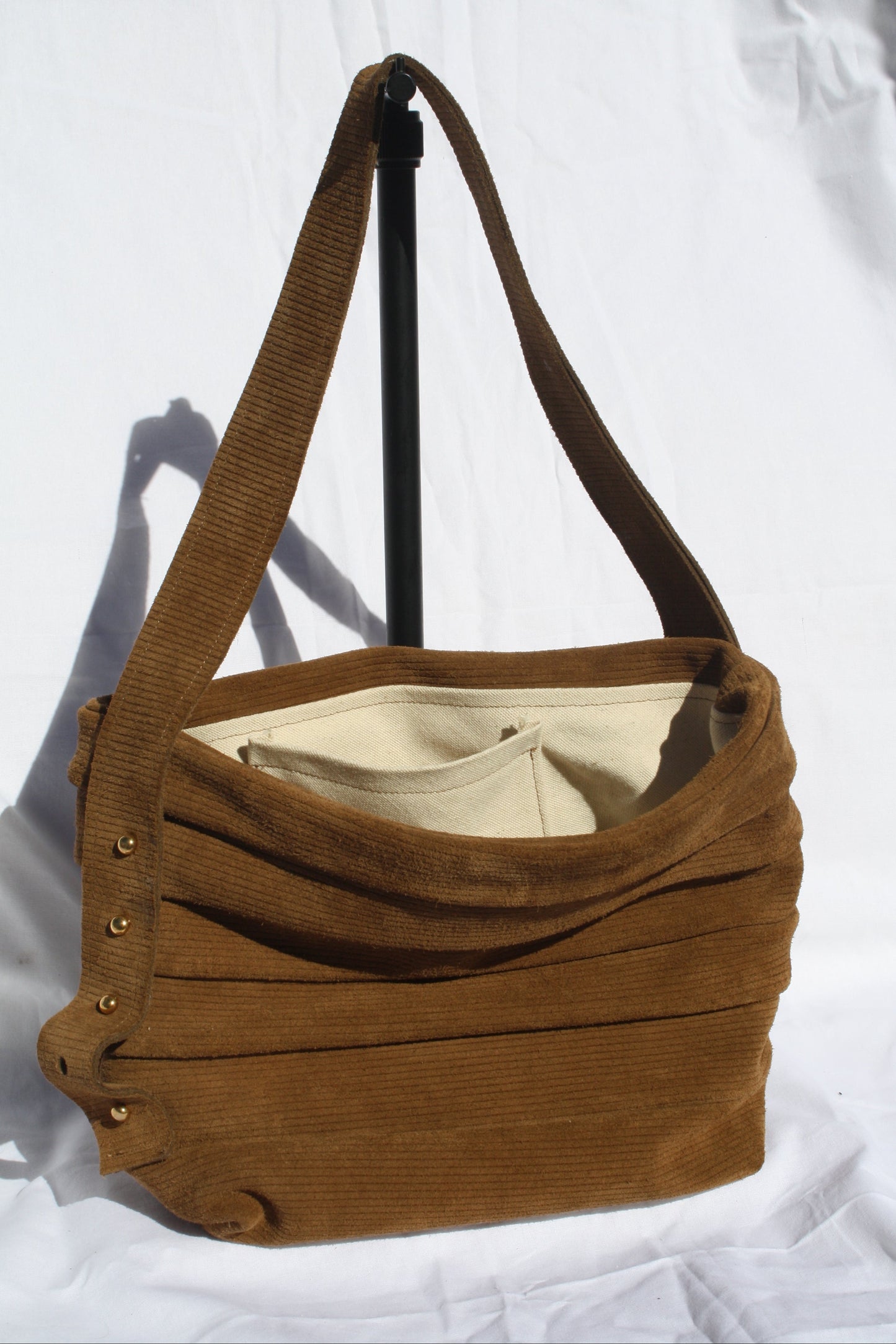 Ribbed Suede Pleated Bucket Bag - Sample 2