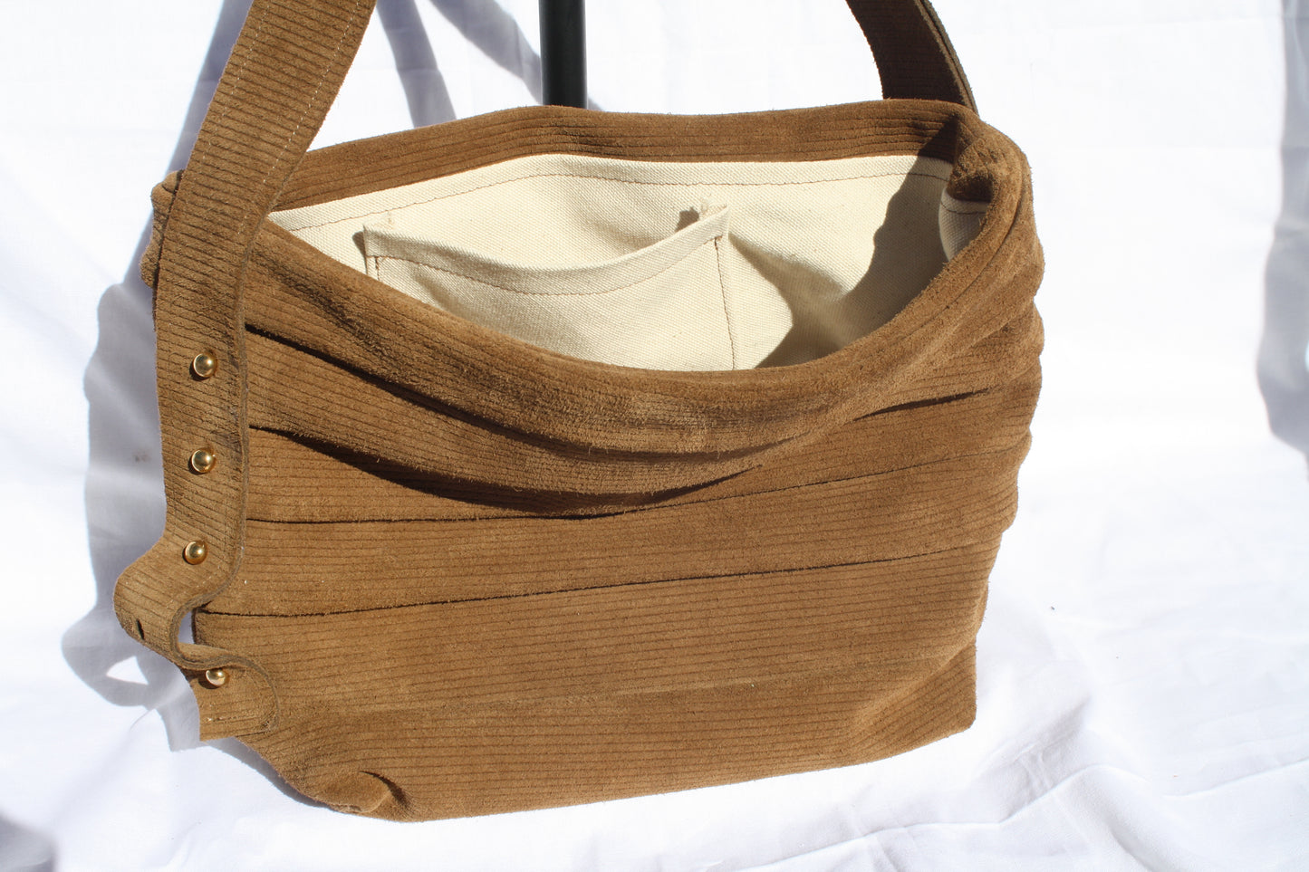 Ribbed Suede Pleated Bucket Bag - Sample 2