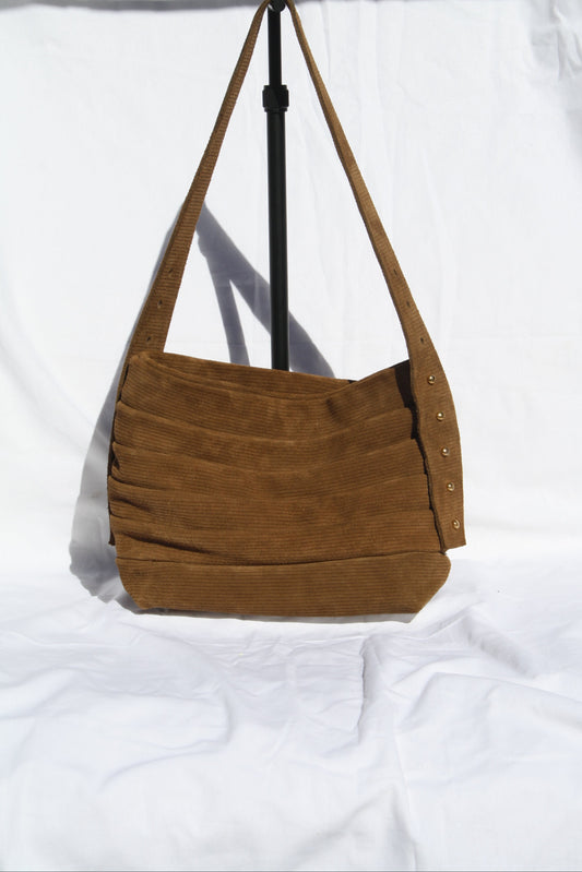 Ribbed Suede Pleated Bucket Bag - Sample 4