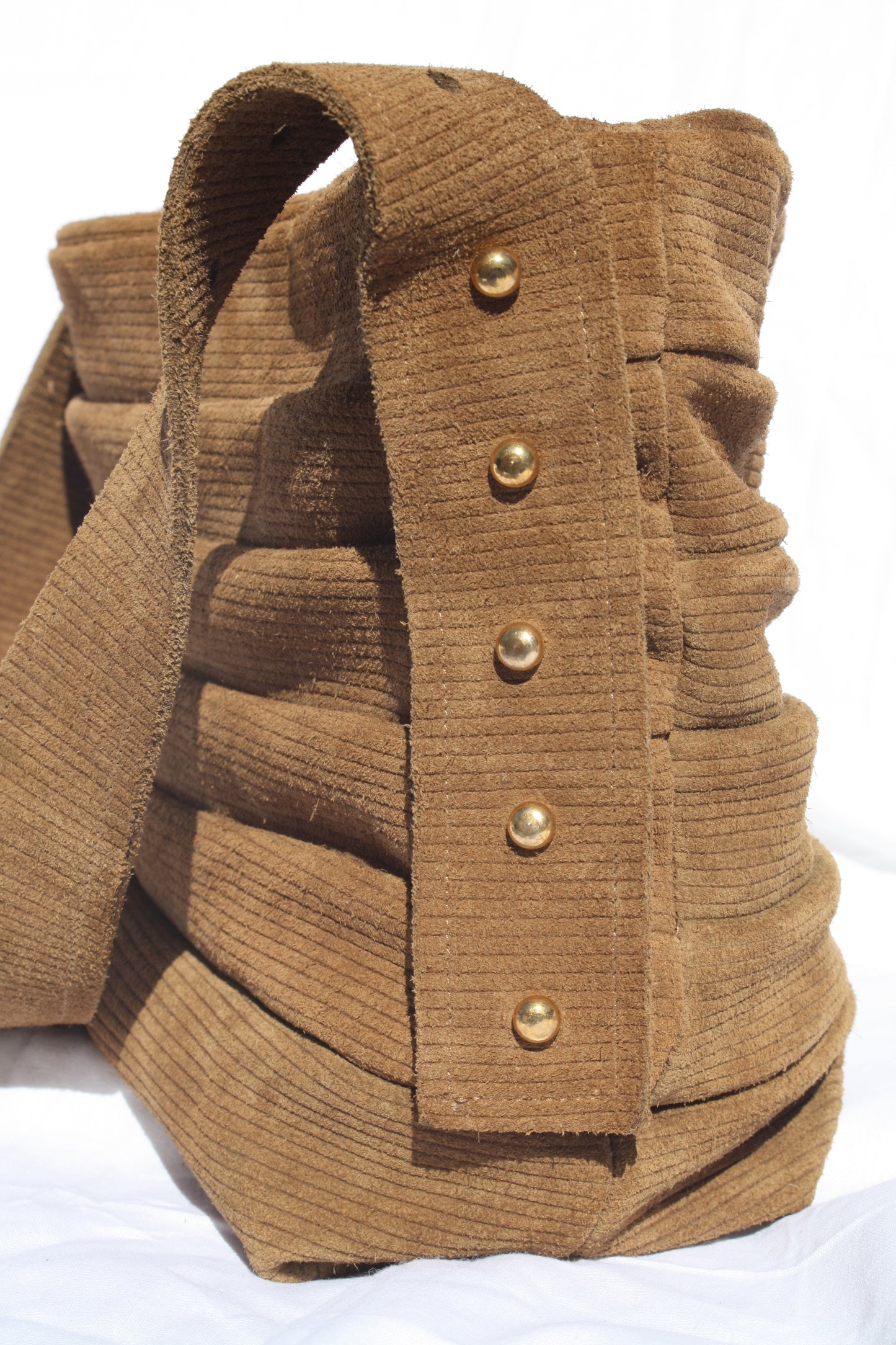 Ribbed Suede Pleated Bucket Bag - Sample 4