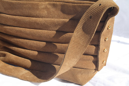 Ribbed Suede Pleated Bucket Bag - Sample 4