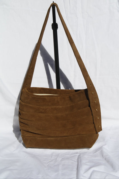 Ribbed Suede Pleated Bucket Bag - Sample 4
