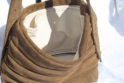 Ribbed Suede Pleated Bucket Bag - Sample 4
