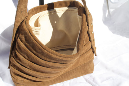 Ribbed Suede Pleated Bucket Bag - Sample 4