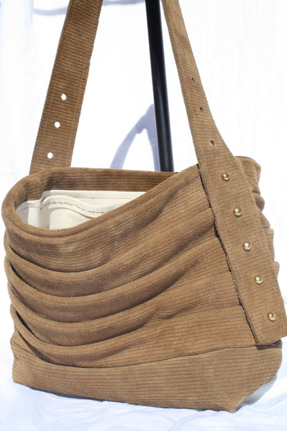 Ribbed Suede Pleated Bucket Bag - Sample 4