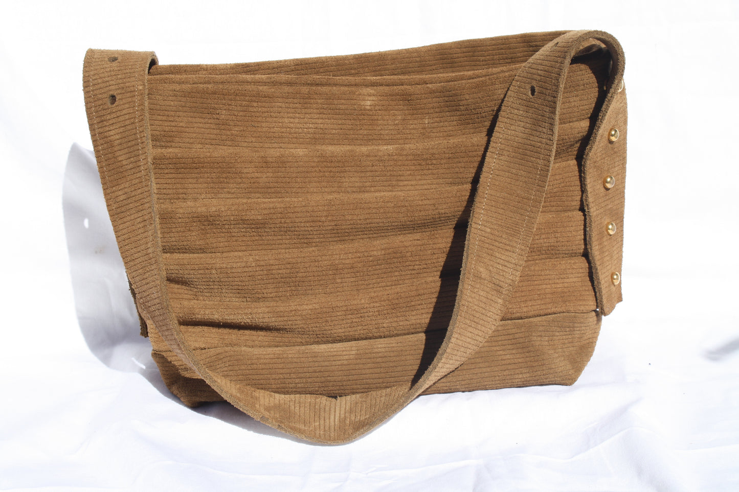 Ribbed Suede Pleated Bucket Bag - Sample 4