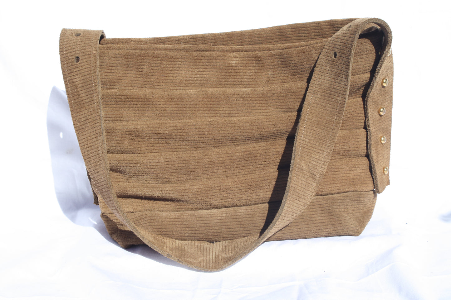 Ribbed Suede Pleated Bucket Bag - Sample 4