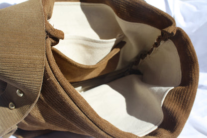Brown Ribbed Suede Bucket Bag - Sample 5